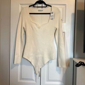 White knit vneck sweater bodysuit Abercrombie and Fitch New with Tags!
